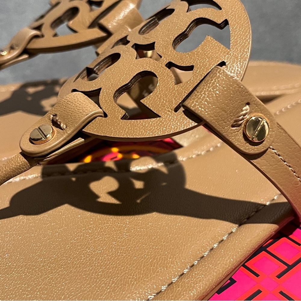 Tory Burch Women’s Miller Leather Sandals Almond Flour Size 10 - Picture 5 of 16